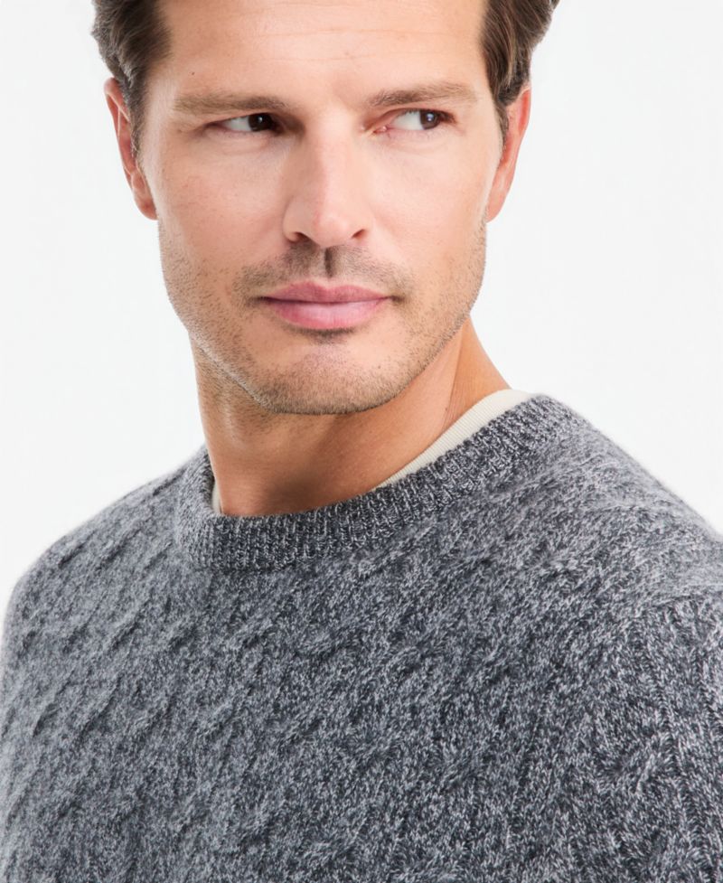 Men's Premium Cashmere Cable-Knit Crewneck Sweater, Macy's Exclusive