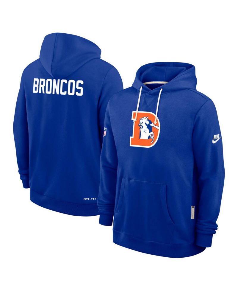 Men's Royal Denver Broncos Sideline Offensive Set Play Performance Pullover Hoodie