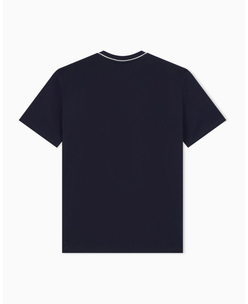 Men's Short Sleeve Neck Piping Badge logo Regular Fit T-Shirt
