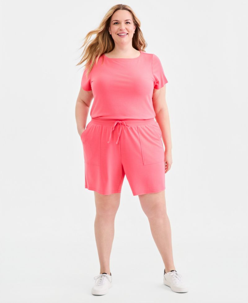 Plus Size LuxLounge French Terry Pull-On Shorts