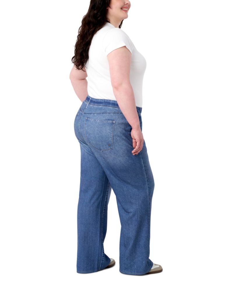 Plus Size Denim Sweatpant Wide Leg Jean