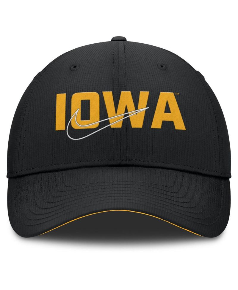 Men's Black Iowa Hawkeyes Club Prep Performance Adjustable Hat