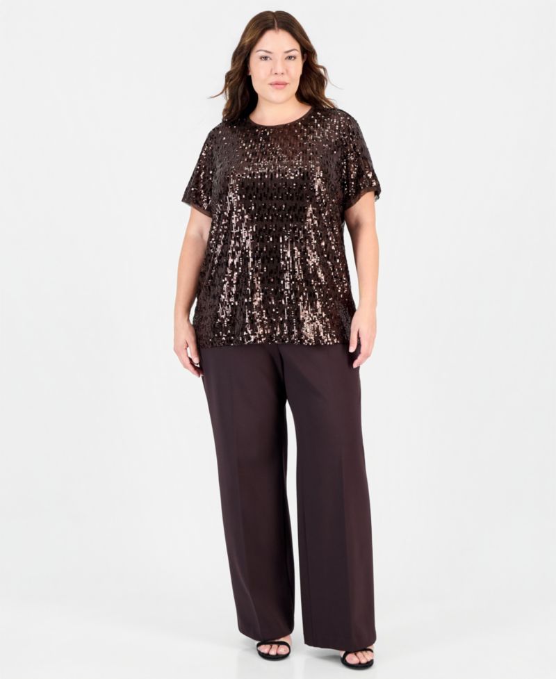 Plus Size Sequin Crewneck T-Shirt
