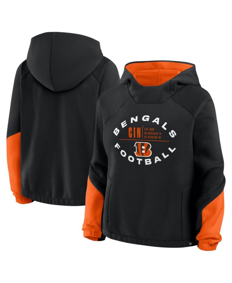 Women's Black Cincinnati Bengals Oversized Redzone Bubble Screen Pullover Hoodie