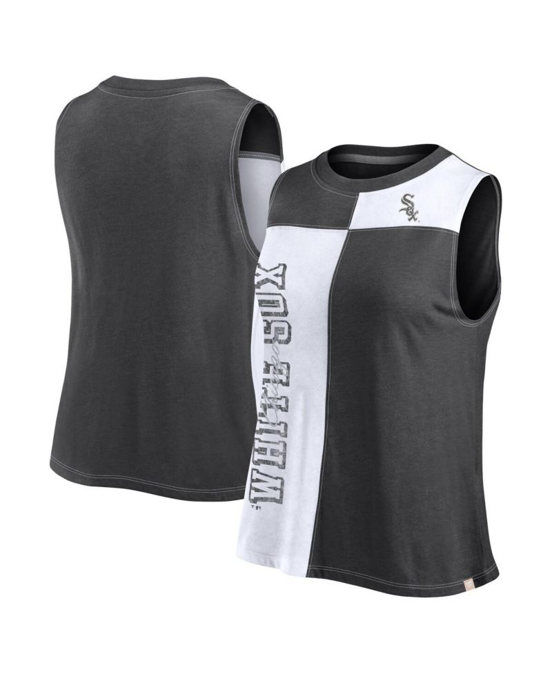 Women's Black/White Chicago White Sox Color-Block Tank Top