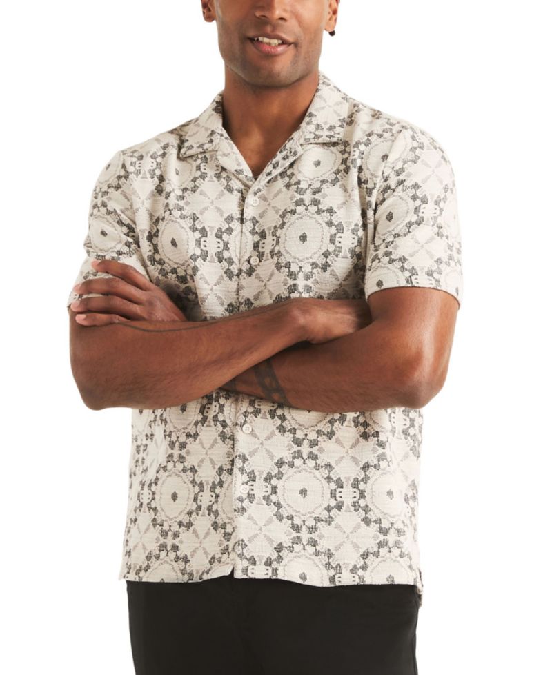 Men's Short-Sleeve Jacquard Knit Shirt