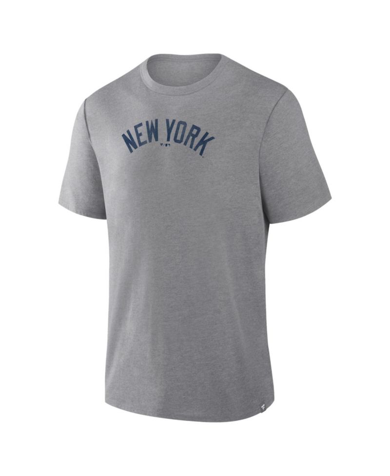 Men's Heather Gray New York Yankees Play Tribute Tri-Blend T-Shirt