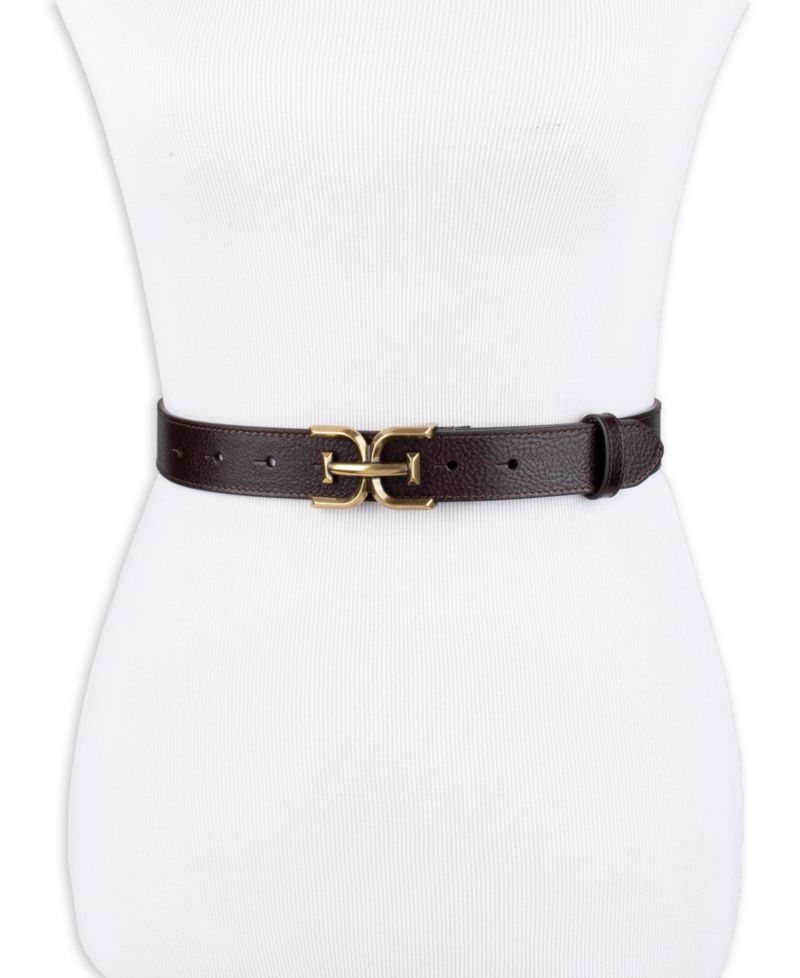 Women's Slim Double-E Plaque Buckle Belt