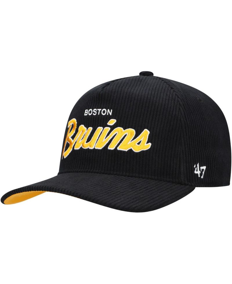Men's Black Boston Bruins Crosstown Corduroy Hitch Adjustable Hat