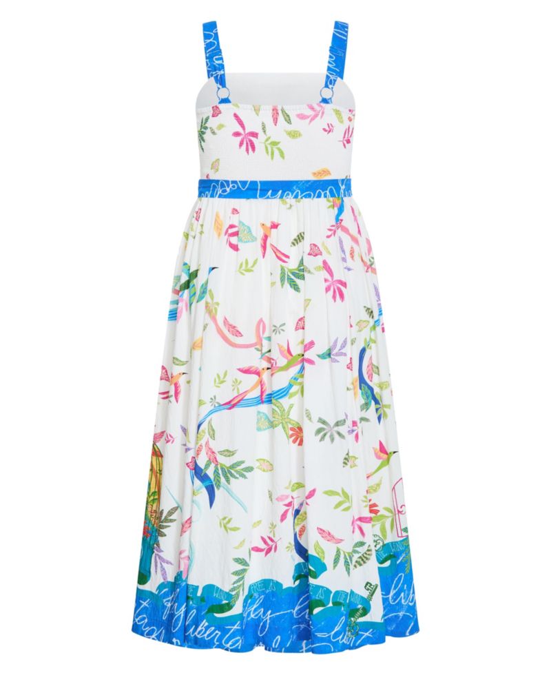 Plus Size Free Spirit Print Sleeveless Midi Dress