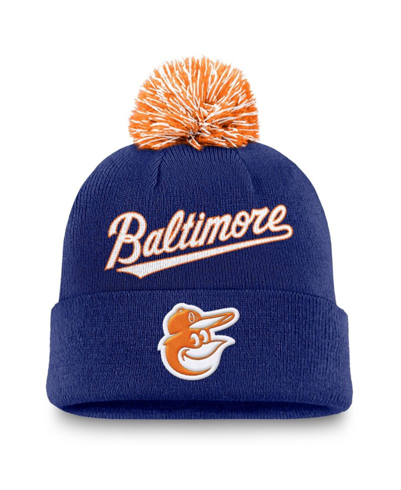 Men's Royal Baltimore Orioles Peak Cuffed Knit Hat with Pom