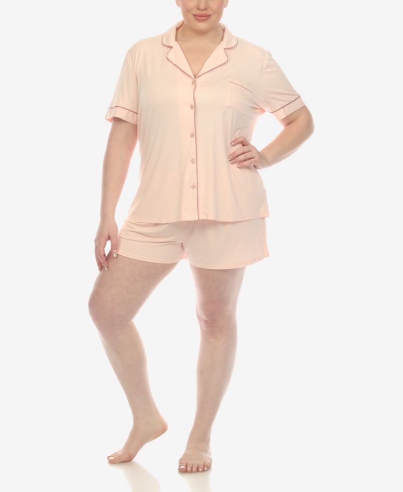 Plus Size 2-Piece Short Sleeve Pajama Set