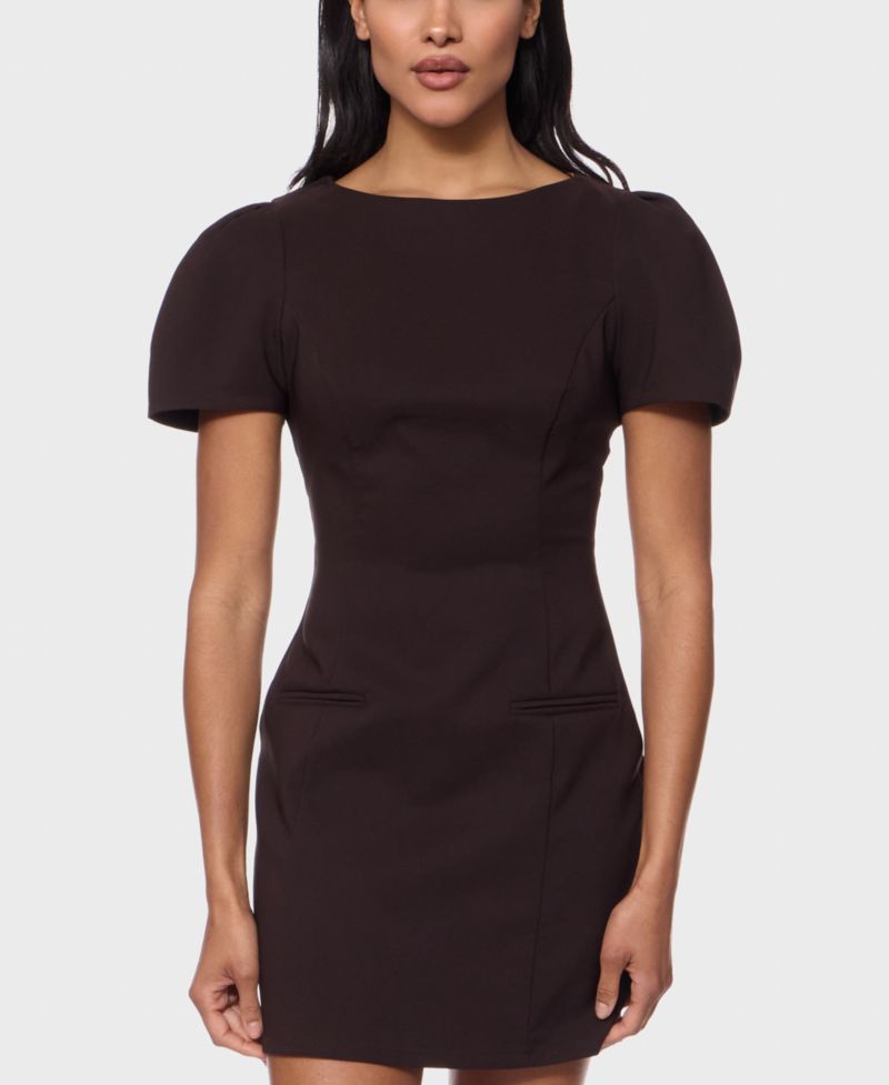 Juniors' Tailored Short-Sleeve Sheath Dress