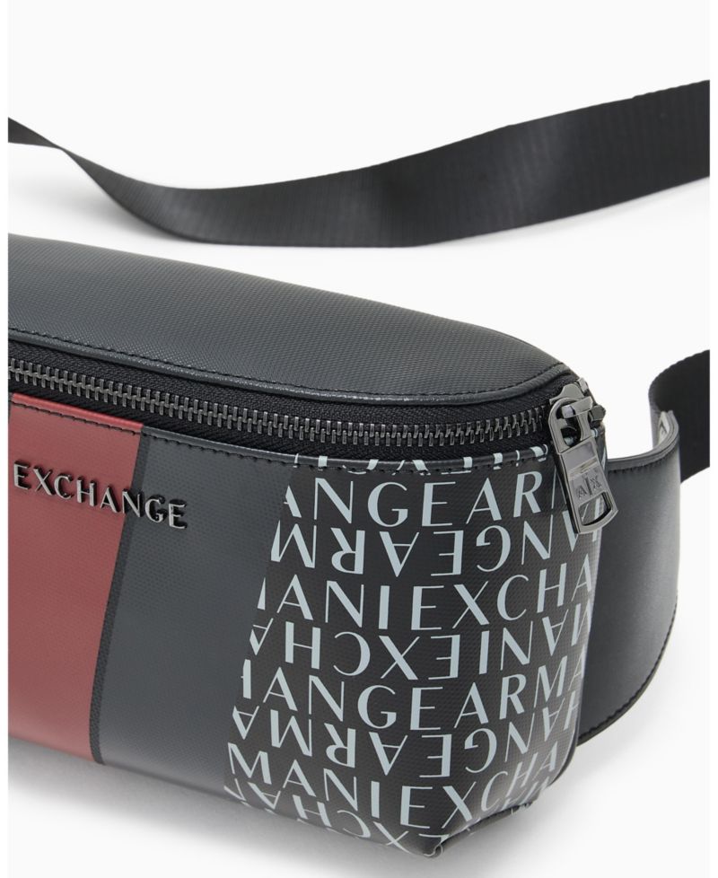 Men's Striped Detail Logo Graphic Belt Bag