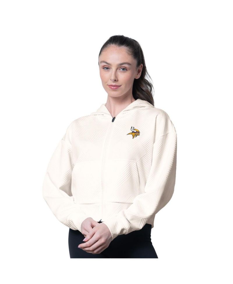 Women's Cream Minnesota Vikings Eleanor Full-Zip Hoodie