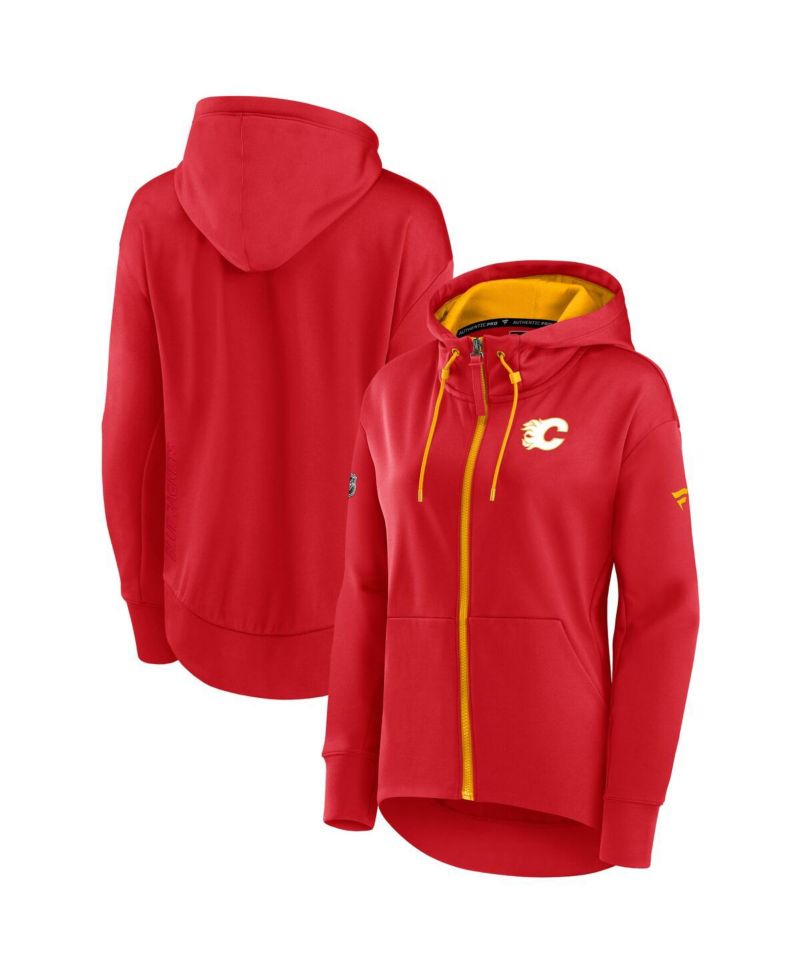 Women's Red Calgary Flames Authentic Pro Rink Full-Zip Hoodie