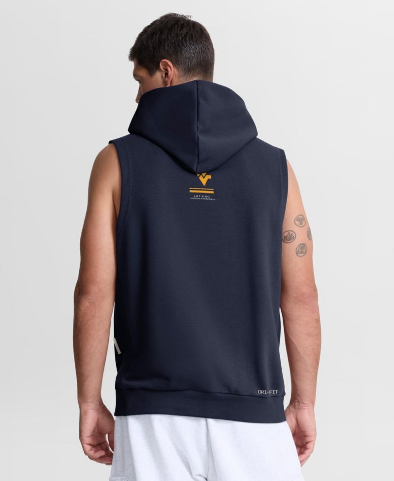 Men's Navy West Virginia Mountaineers 2026 Sideline Sleeveless Dri-FIT Hoodie