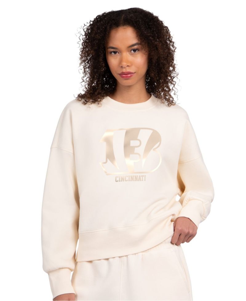 Women's Cream Cincinnati Bengals Travel Pastels Boxy Fleece Sweatshirt