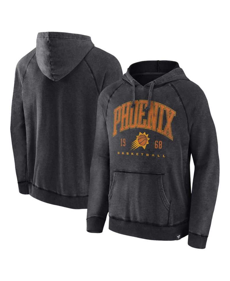 Men's Heather Charcoal Distressed Phoenix Suns Foul Trouble Snow Wash Raglan Pullover Hoodie