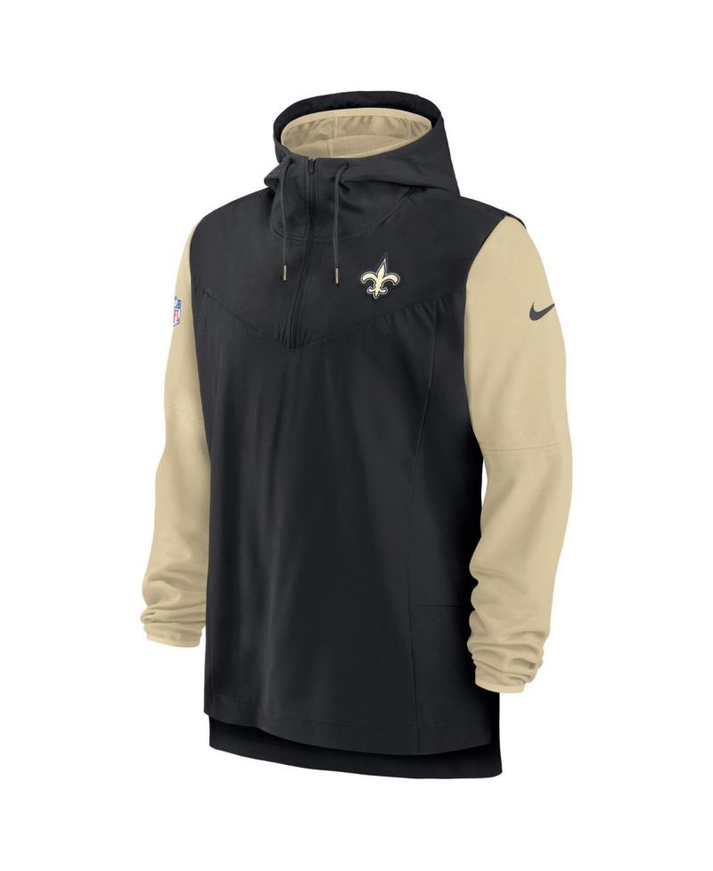 Men's Black/Gold New Orleans Saints Sideline Player Quarter-Zip Hoodie