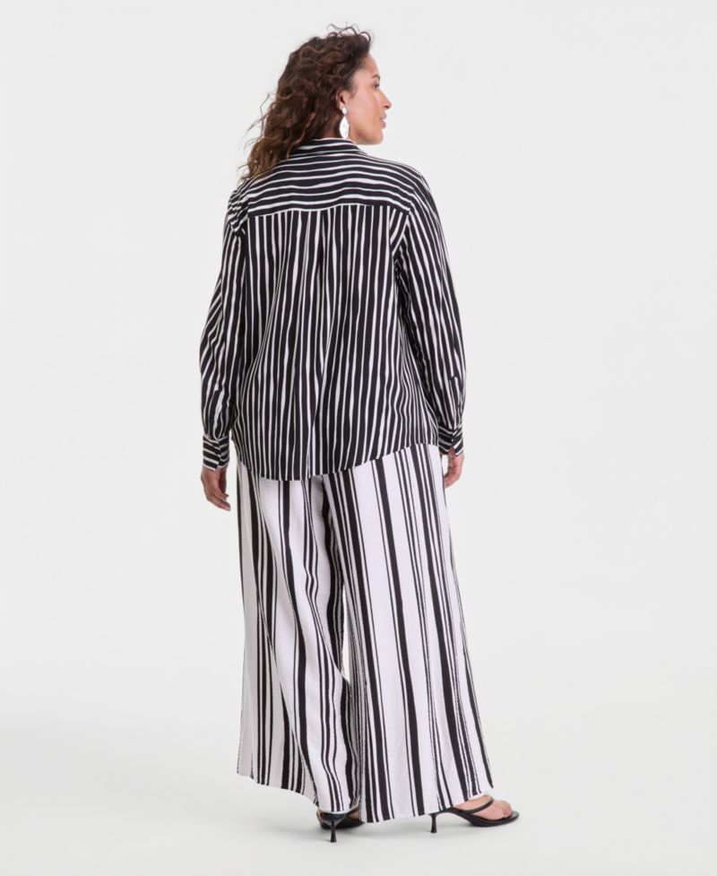 Plus Size Printed Button-Up Top