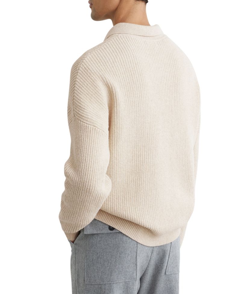Men's Prop Cotton-Blend Rib Half-Zip Polo Sweater