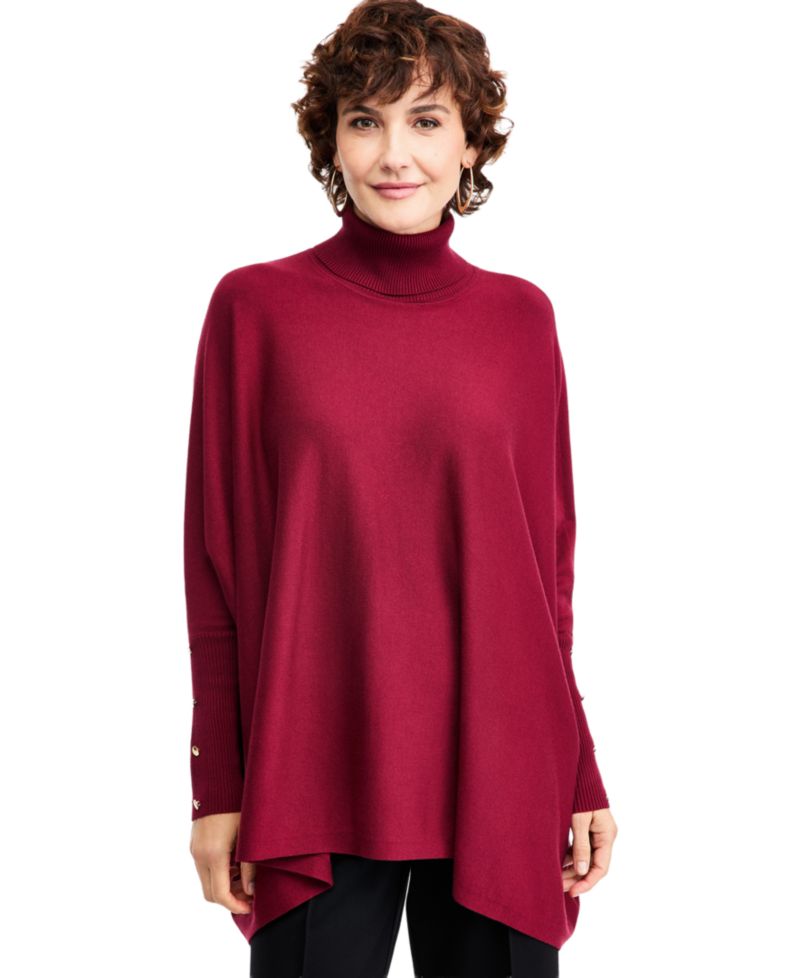 Women's Poncho Turtleneck Sweater
