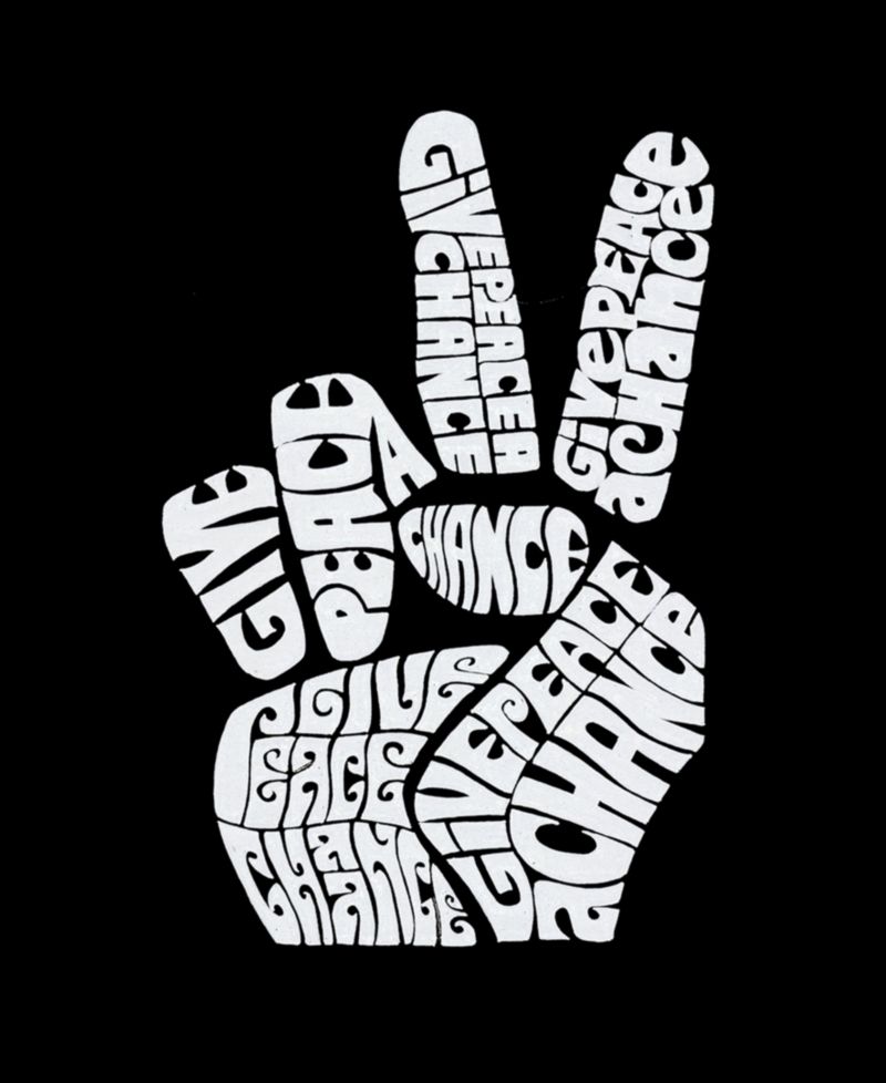 Women's Word Art Crewneck Peace Fingers Sweatshirt
