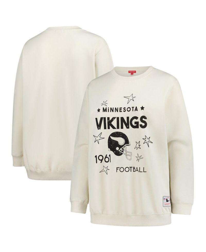 Women's Cream Minnesota Vikings Plus Size Shooting Star Sweatshirt