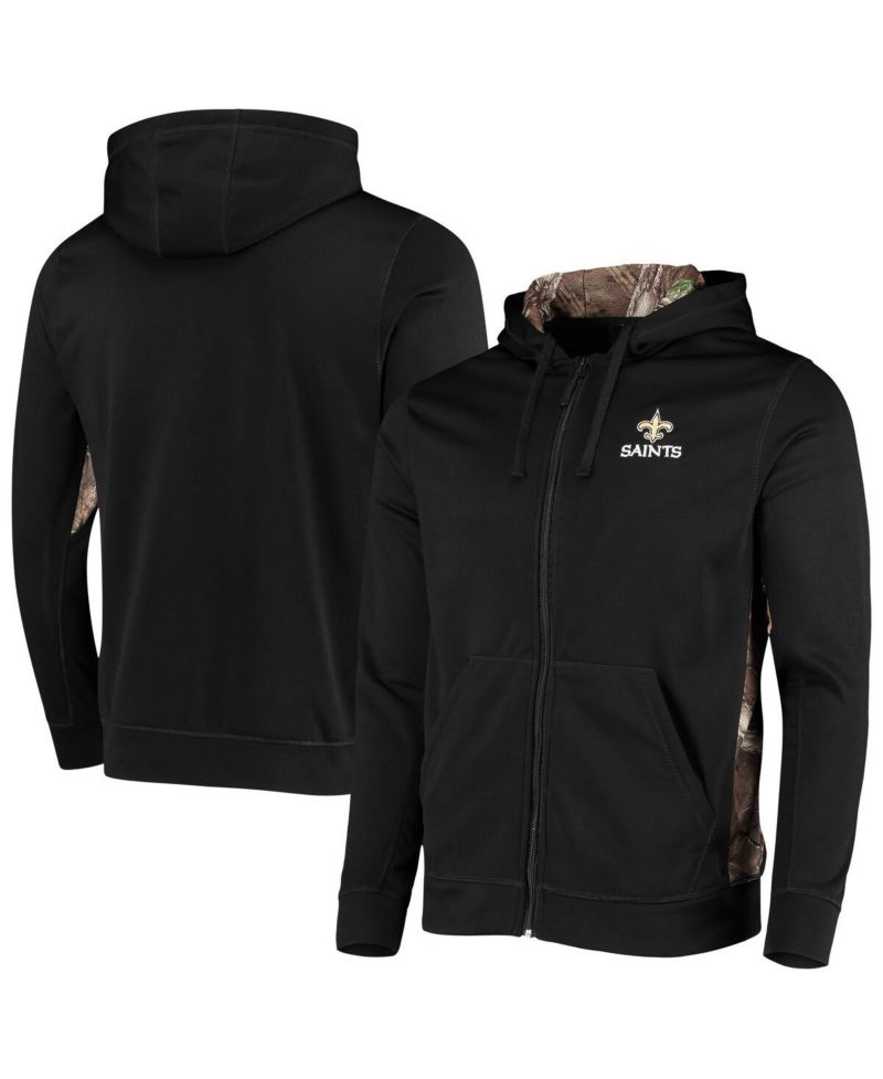 Men's Black, Realtree Camo New Orleans Saints Decoy Tech Fleece Full-Zip Hoodie