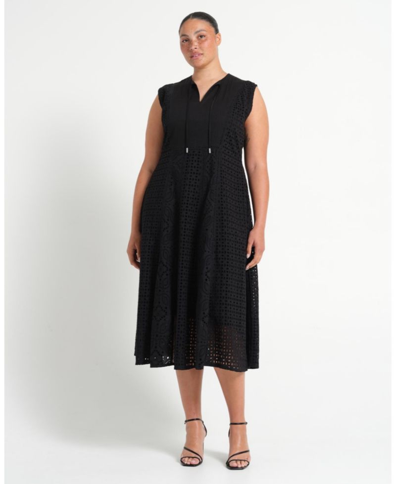 Women's Blair Cotton Embroidered Sleeveless Midi Dress