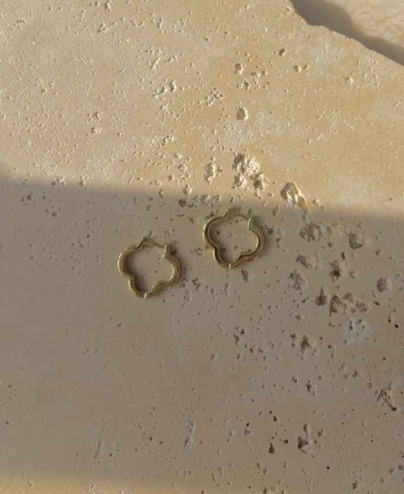 Gold Plated Clover Hoop Earrings
