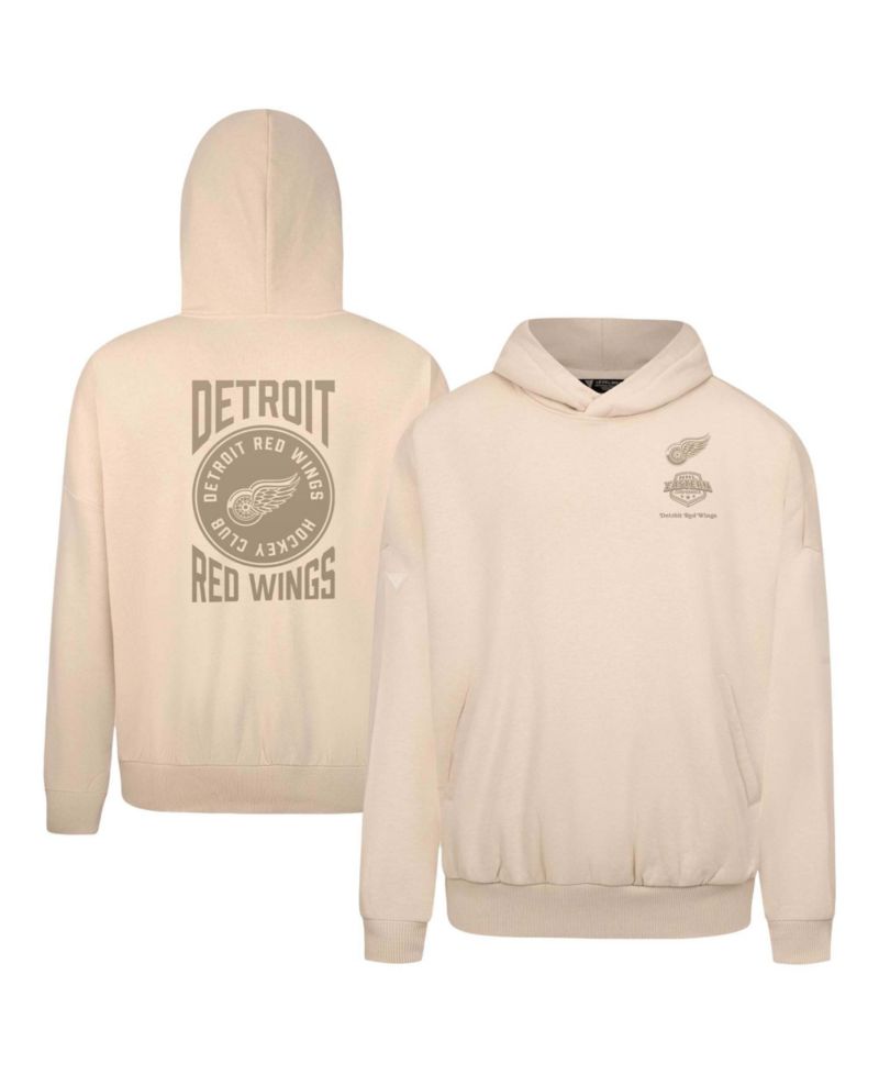 Men's Cream Detroit Red Wings Contact Stamp Pullover Hoodie
