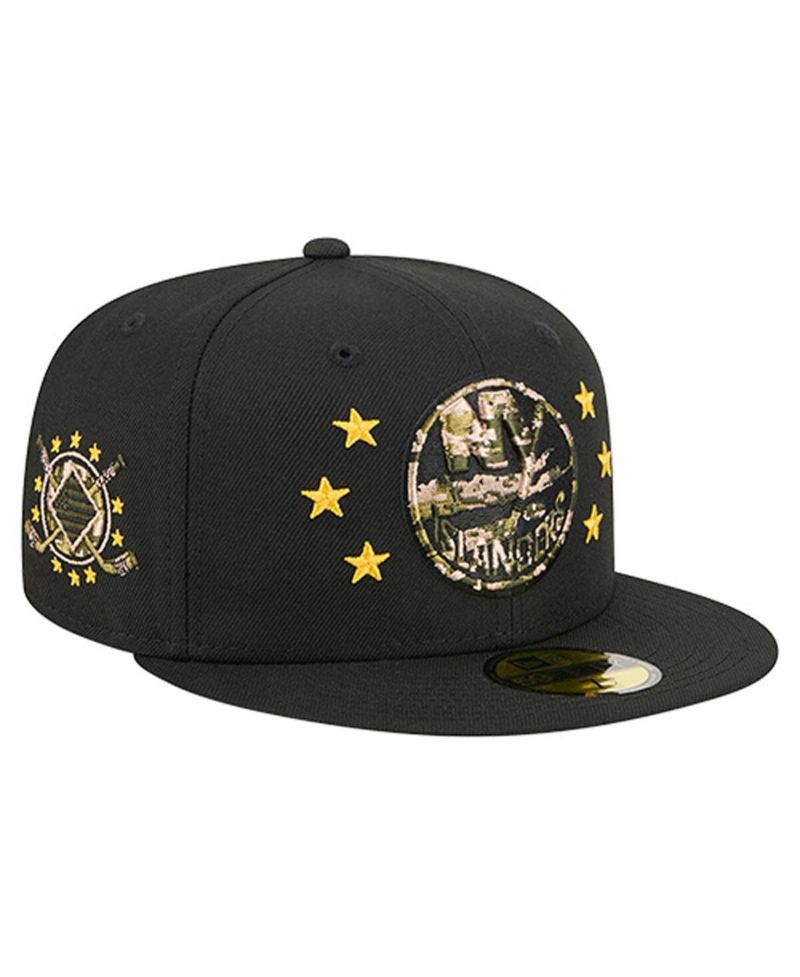 Men's Black New York Islanders Military Appreciation Digital Camo Stars 59FIFTY Fitted Hat