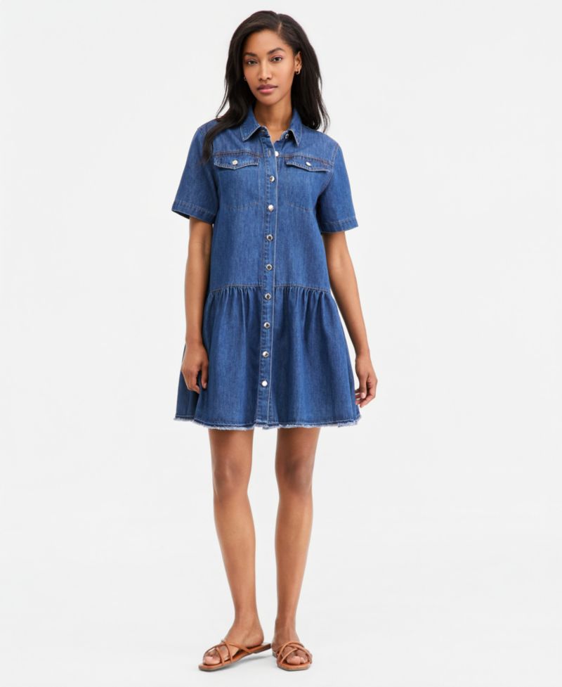 Women's Denim Short-Sleeve Minidress