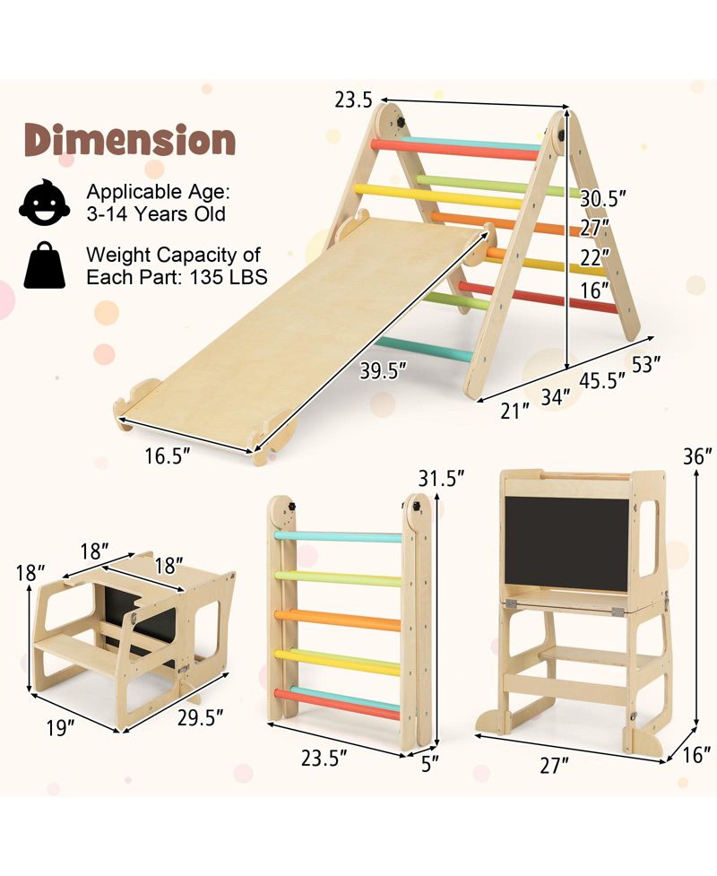 7-in-1 Foldable Wooden Climbing Activity Set, Ages 3+