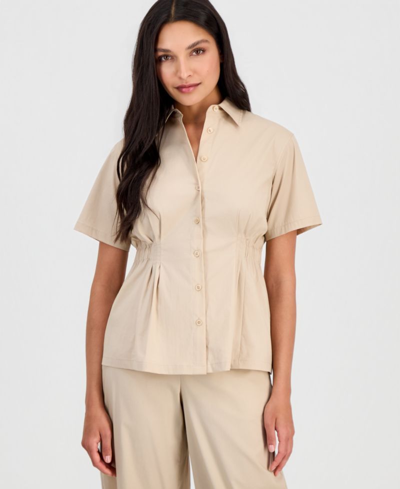 Women's Side-Pleat Button-Front Shirt