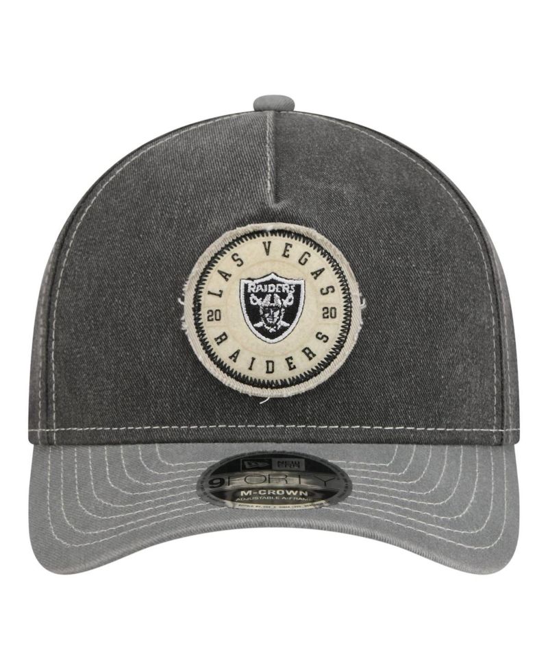 Men's Black/Silver Las Vegas Raiders 9FORTY Felt A-Frame Adjustable Hat