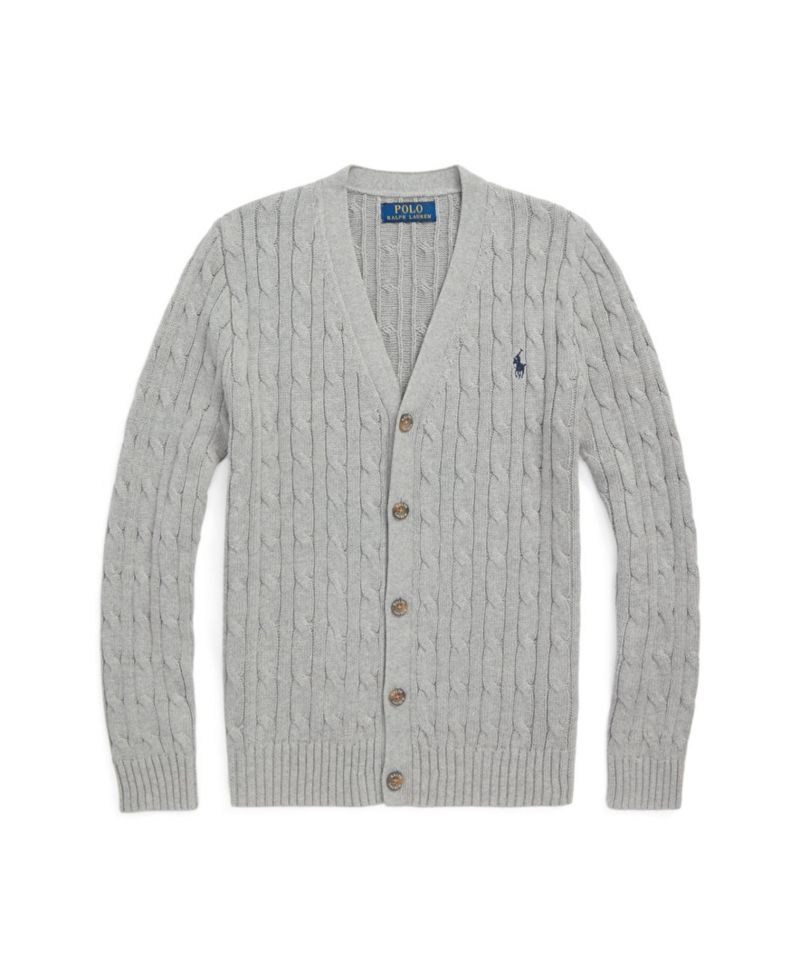 Big Boys Cable-Knit Cotton V-Neck Cardigan Sweater