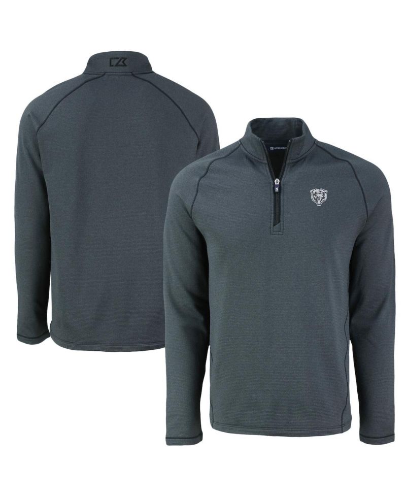 Men's Heather Black Chicago Bears Peshastin Eco Fleece Tri-Blend Raglan Quarter-Zip Jacket
