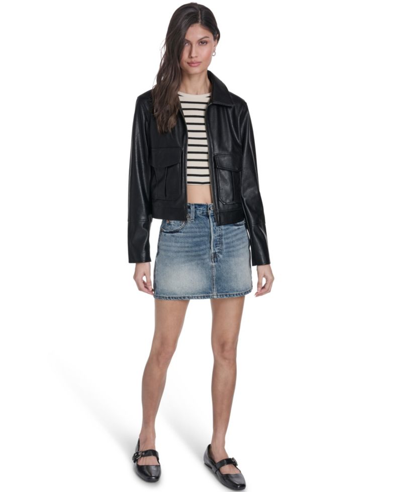 Women's Faux Leather Zip-Front Jacket