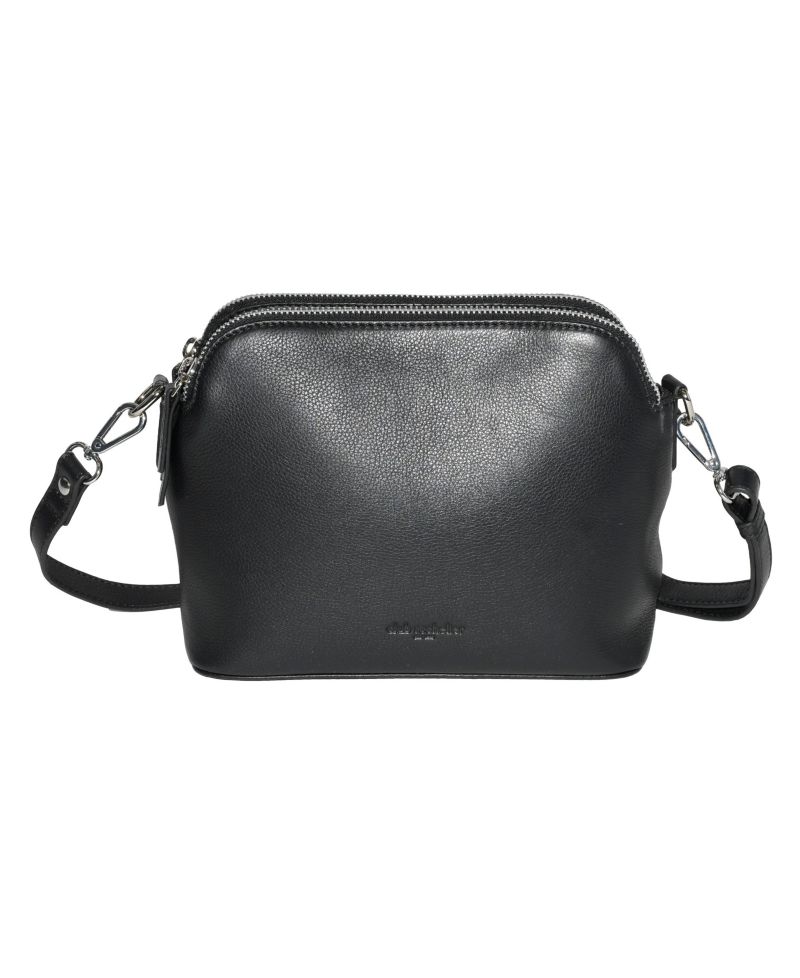 Ladies Leather Double Zipper Crossbody Bag