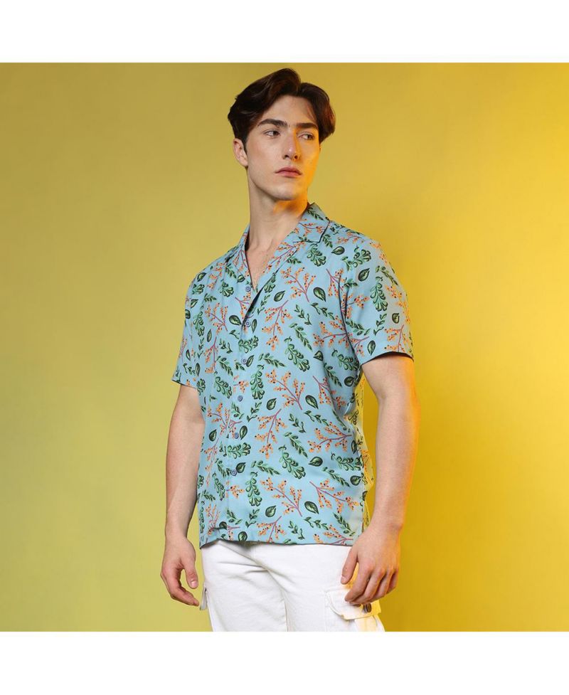 Men's Sky Blue Foliage Shirt