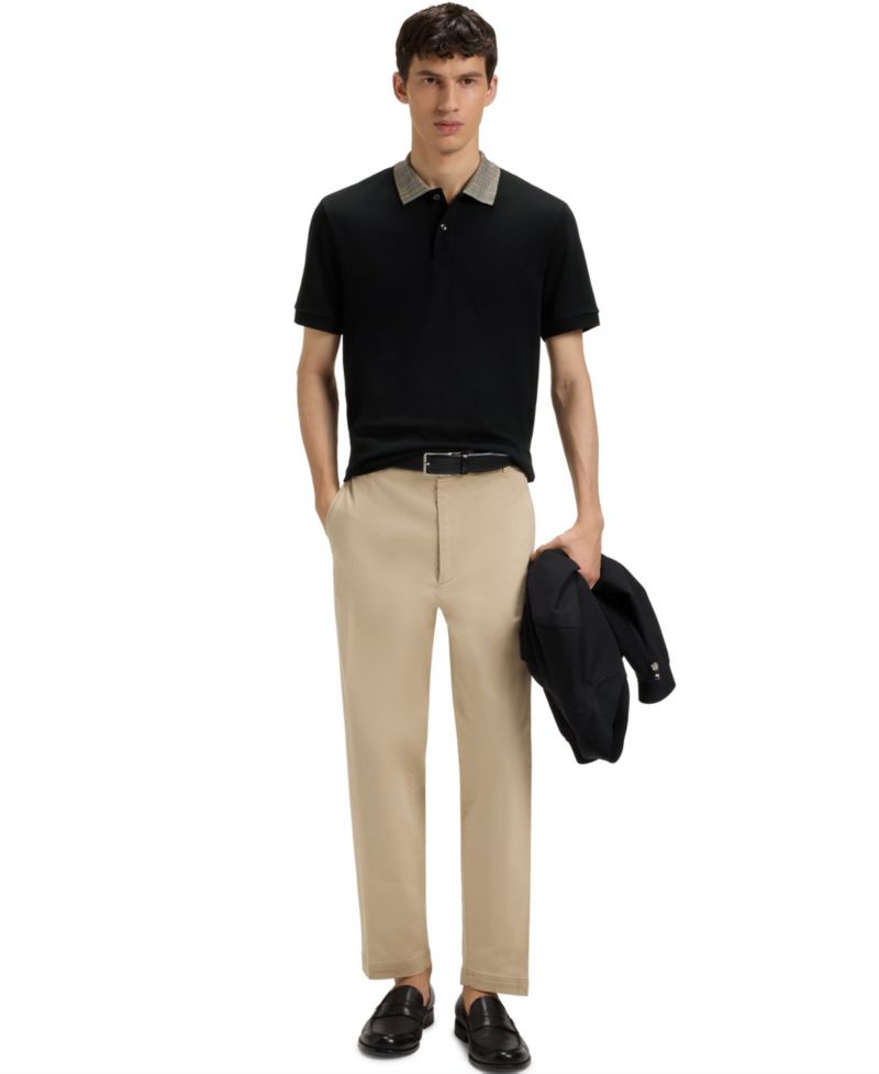 Men's Patterned Collar Pima-Cotton Polo Shirt