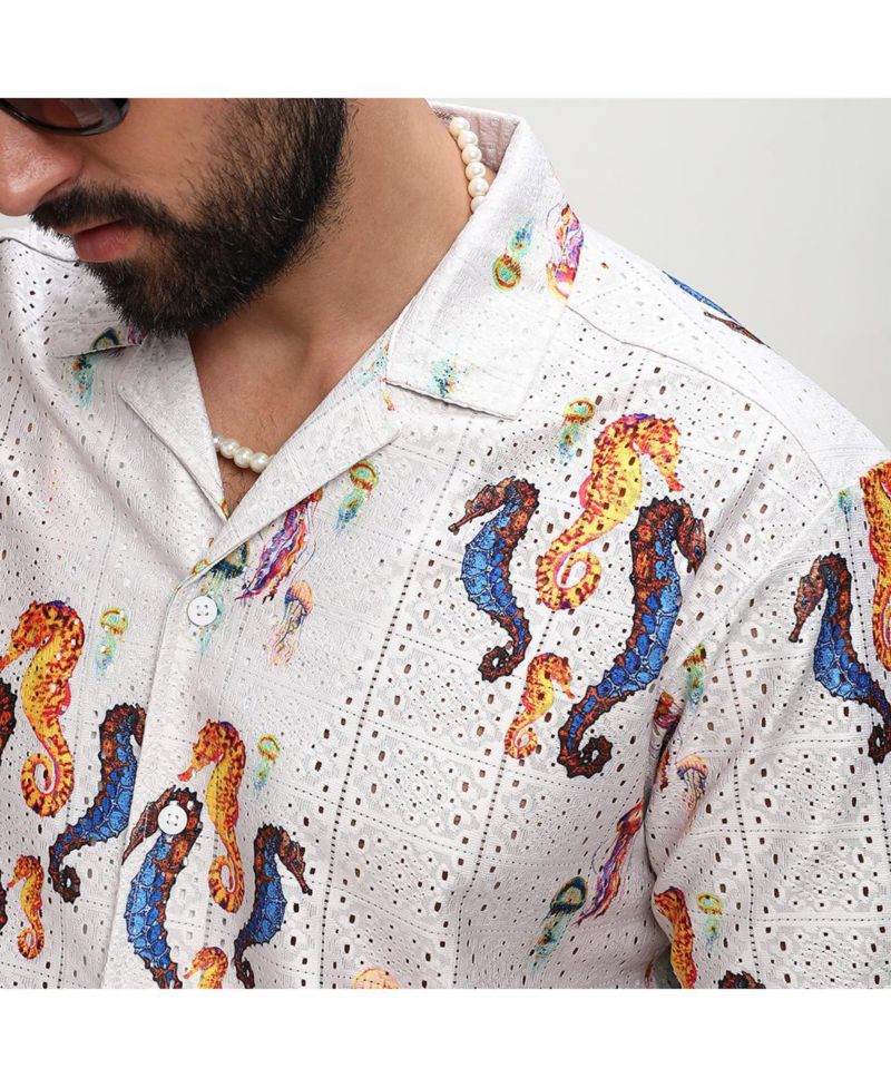 Men's Multicolour Mesh Seahorse Shirt