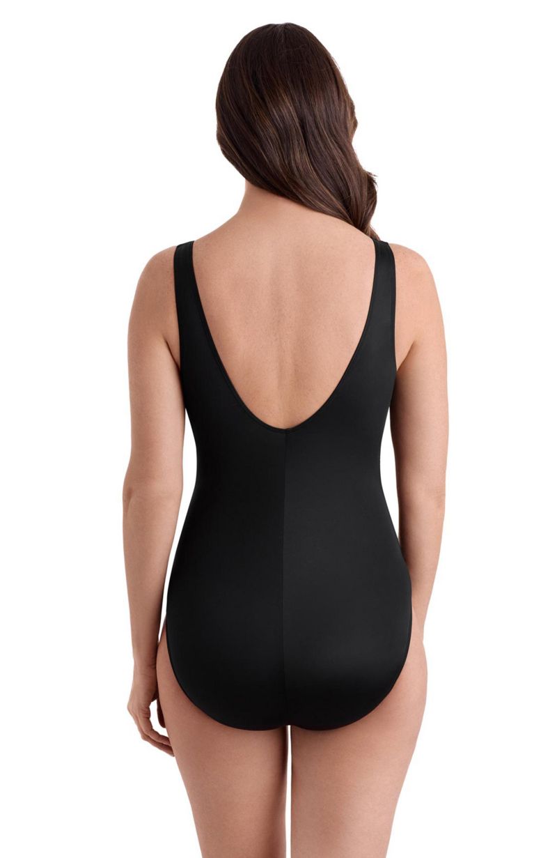 Women's Gilded Garden Buckle Shirred Surplice Long Torso One-Piece Swimsuit