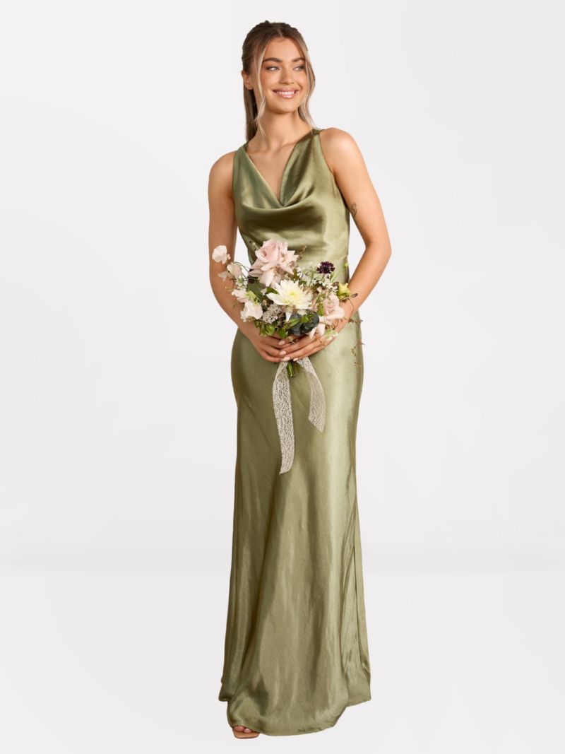 Women's Chiffon Bandeau Satin Maxi Dress
