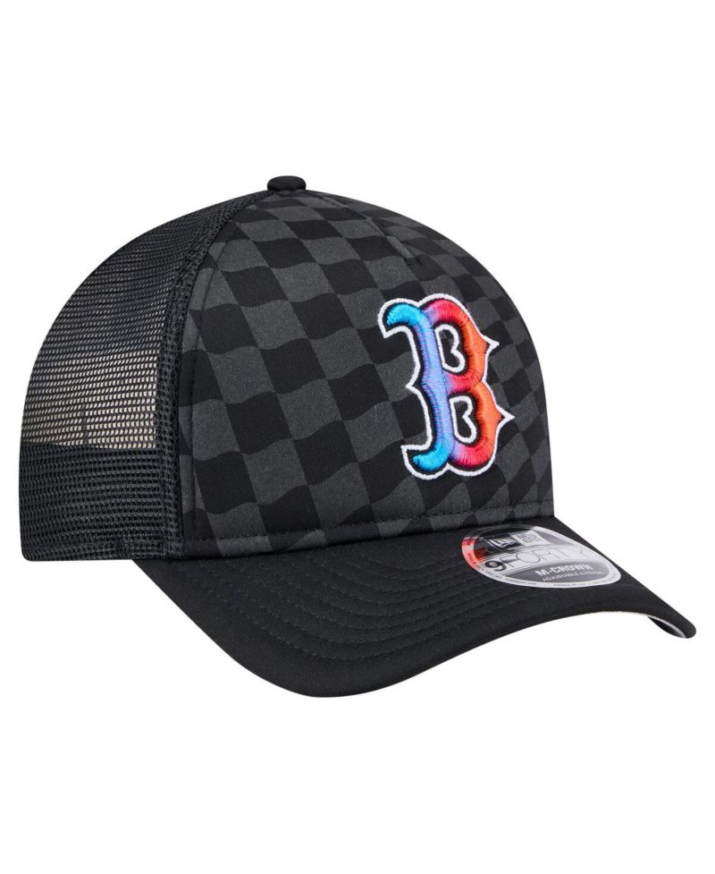 Men's Black Boston Red Sox Gradient 9FORTY A-Frame M-Crown Trucker Adjustable Hat