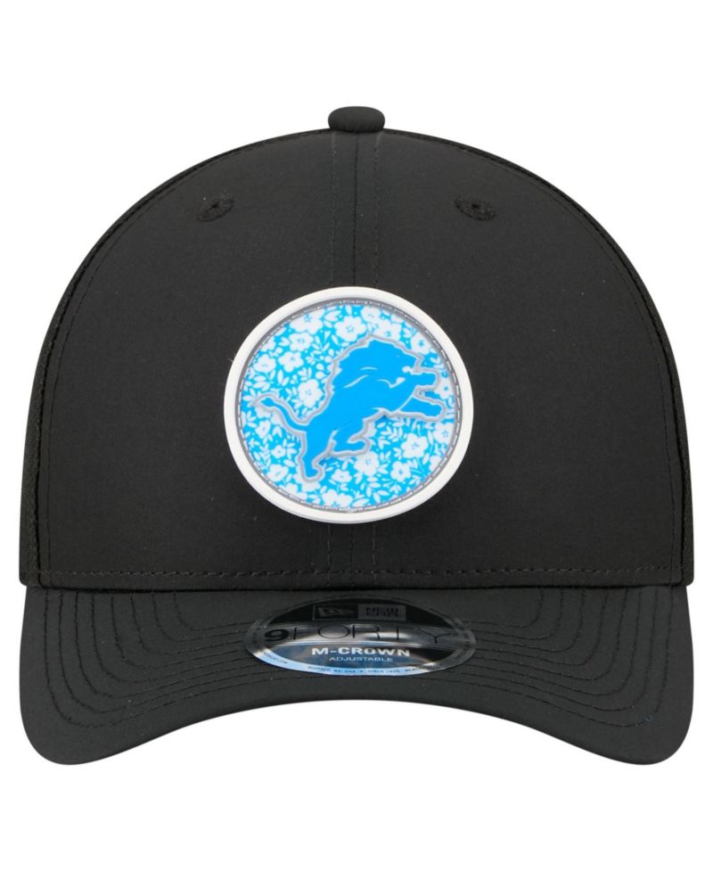 Men's Black Detroit Lions Floral 9FORTY M-Crown Trucker Adjustable Hat