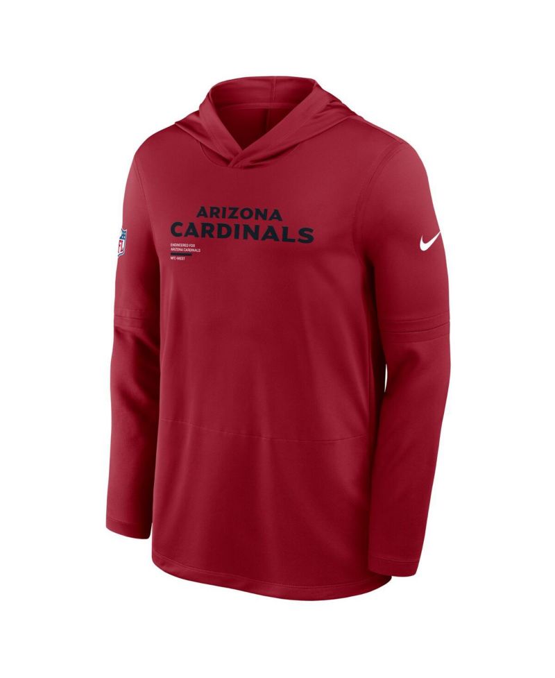 Men's Cardinal Arizona Cardinals Sideline Pure Fury Performance Long Sleeve Hoodie T-Shirt